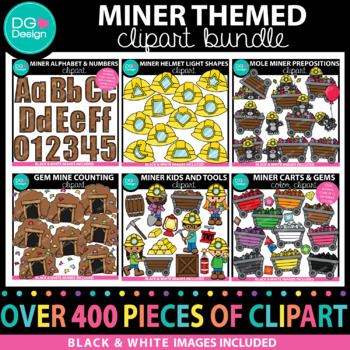 Preview of Mining Themed Clipart Bundle | Geology Gemstones Miner Clip Art | Gold Rush