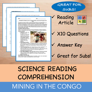 Preview of Mining in the Congo - Reading Passage x 10 Questions - 100% EDITABLE