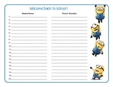Minion Themed Parent Sign-in Form