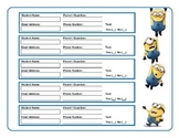 Minion Themed Parent or Guardian Contact Info Collection Form