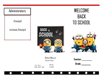 Preview of Minion Welcome back to school brochure** Editable