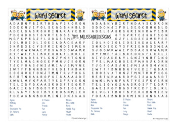 Minion Word Search by MelissaBeeDesigns | Teachers Pay Teachers