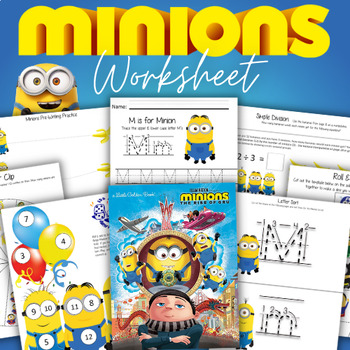 Preview of Minion Worksheet Printables for Kids