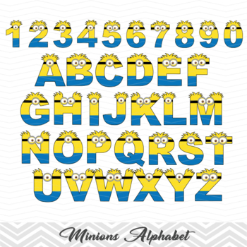 Minions Alphabet Digital Clip Art, Minions Number Clipart, Minions ...