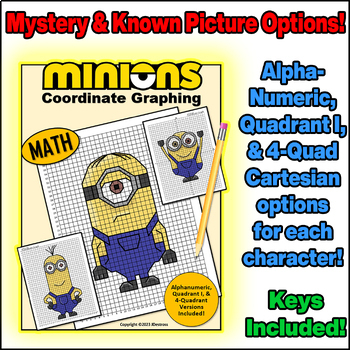 Preview of Minions Despicable Me Coordinate Graph Mystery Pictures! Ordered Pairs Graphing!