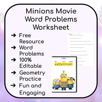 Preview of Minions Movie Word Problems Worksheet