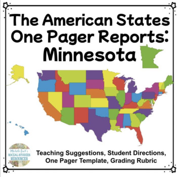 Preview of Minnesota One Pager State Report | USA Research Project | Geography Activity