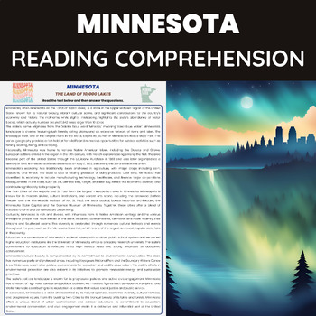 Preview of Minnesota Reading Comprehension | History Geography and Culture | US States