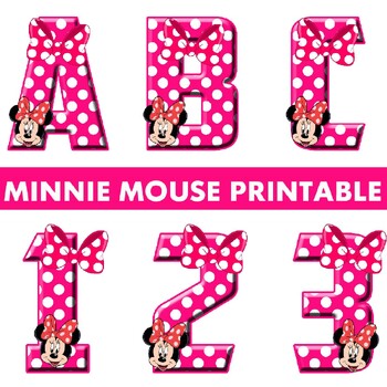 Preview of Minnie Mouse Printable Alphabet Letters and Numbers PDF Download