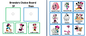 Preview of Minnie Mouse Reinforcer Choice Board