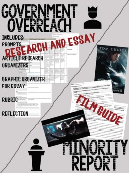Preview of Minority Report Film AND Government Overreach Essay! (+Rubric & Answer Key)