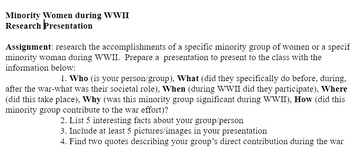 Preview of Minority Women during WWII