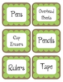 Mint Chocolate Brown & Green Scalloped Polka Dot Labels