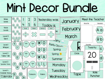 Preview of Mint Classroom Decor Bundle
