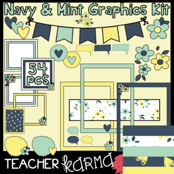 Preview of Mint & Navy Graphics BUNDLE * Pretty Teacher Clipart