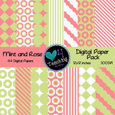 Mint and Rose Digital Papers
