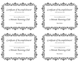 Minute Running Club Mini Certificates