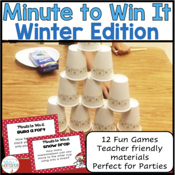 Preview of Minute to Win It Style Games for Winter Classroom Activities and Parties
