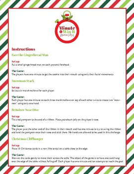 Minute to Win It Christmas Games Printable Party Pack by Sharla Kostelyk