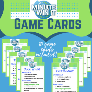 Preview of Minute to Win It Game Cards- Makerspace Station & Indoor Recess Activity Options