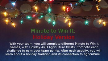 Preview of Minute to Win It: Holiday and Agriculture Version