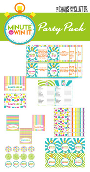 Preview of Minute to Win It Party Printable Decoration Kit