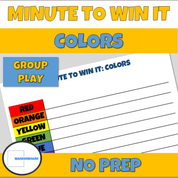 Preview of Color Recognition Activity Games Minute to Win It Printable PreK Kindergarten