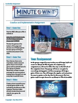 Preview of Minute to Win it Leadership and Team Building Assignment