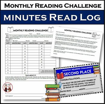 Preview of Minutes Read Reading Log Challenge for Students