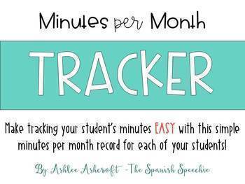Preview of Minutes per Month Tracker / English Only