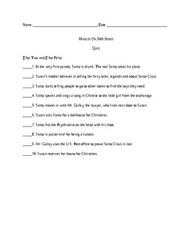 Miracle On 34th Street Worksheets Teaching Resources Tpt