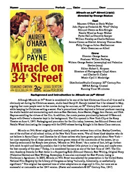 Miracle On 34th Street Film 1947 Study Guide Movie Packet By Bradley Thompson