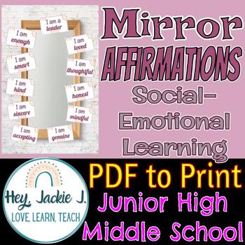 Preview of Mirror Affirmations Boho Junior Middle High School Social Emotional Edit Slides
