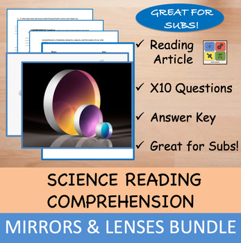Preview of Mirrors & Lenses - Reading Comprehension Articles - BUNDLE