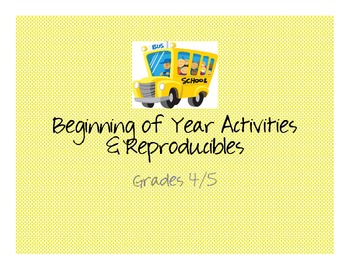 Preview of Misc: Beginning of the Year Activities and Printable Worksheets: Grades 3-5