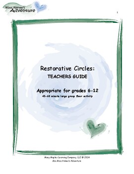 Preview of Miss Aimee's Adventure Restorative Circle Teacher Guide Grades 6-12