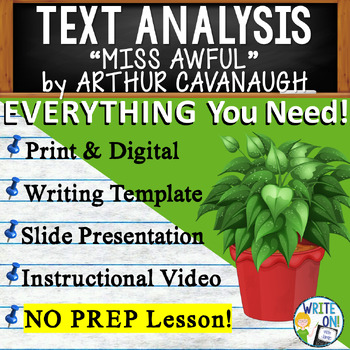 Preview of Miss Awful by Arthur Cavanaugh - Text Based Evidence Text Analysis Essay Writing