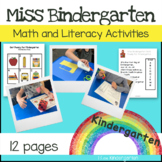 Miss Bindergarten First Week of Kindergarten Unit