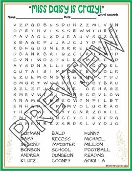 Miss Daisy Is Crazy Activities Gutman Crossword Puzzle and Word Search