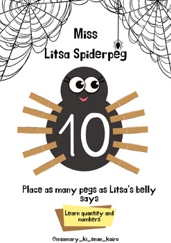 Preview of Miss Litsa Spiderpeg- Learn quantity and numbers