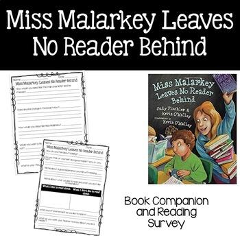 Preview of Miss Malarkey Leaves No Reader Behind Book Companion & Reading Survey