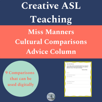 Preview of Miss Manners: A Deaf and Hearing Comparison Activity - ASL Lesson
