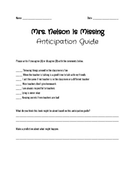 Preview of Miss Nelson is Missing Activity Bundle