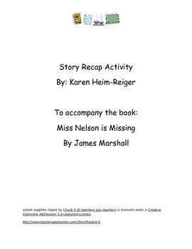 Preview of Miss Nelson is Missing Recap Activity