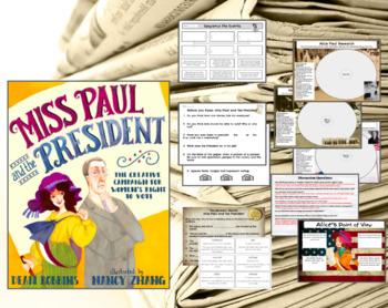 Preview of Miss Paul and the President - Comprehension, Vocabulary and Research 