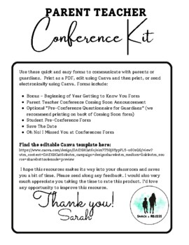 Preview of Missed Conference Form Digital Resource or Printable PDF