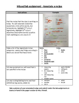 Preview of Missed lab assignment - Annotate a recipe