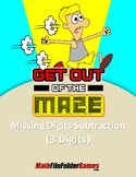 Missing 3 Digits Subtraction Mazes "Fun Math Worksheets"