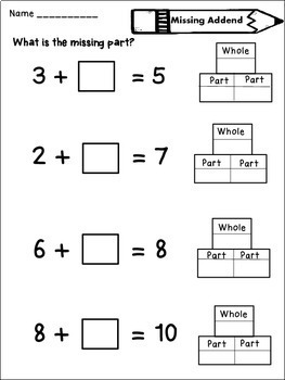 Missing Addends Worksheets by Dana's Wonderland | TpT