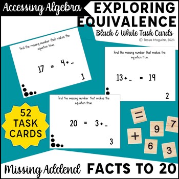 Preview of Missing Addend Addition Facts within 20 Algebraic Expressions Task Cards